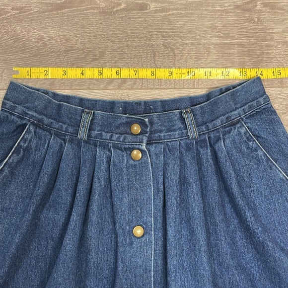 Vintage 100% Cotton Denim Snap Front A-Line Midi Jean Skirt 14 - Picture 4 of 14